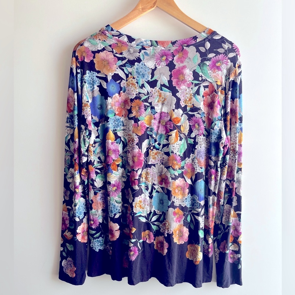 Johnny Was Fall Dance Favorite Long Sleeve Crewneck Swing Tee Top Multi L - Picture 11 of 15